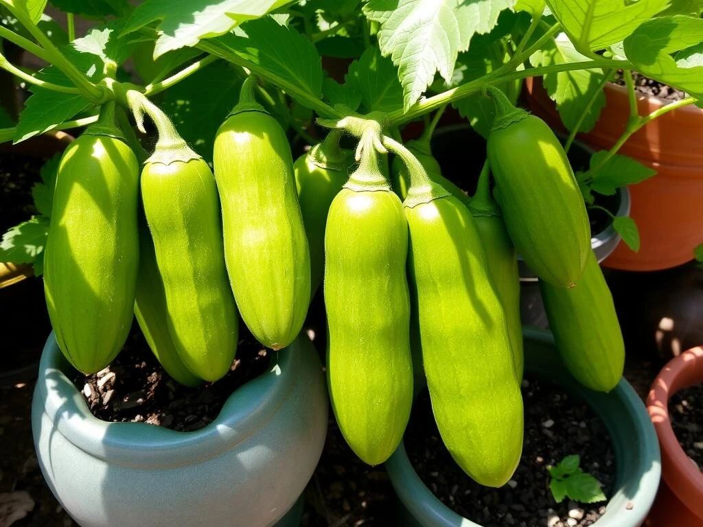 cucumbers in containers