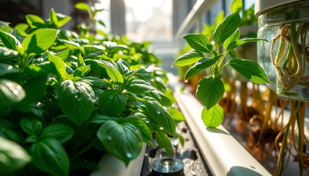 hydroponic basil harvest