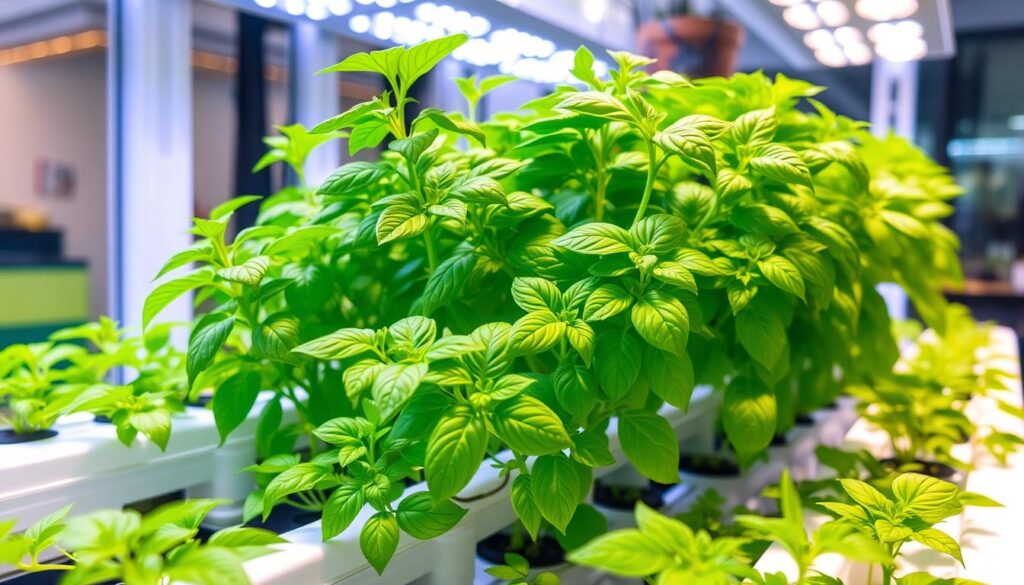 hydroponic basil plants