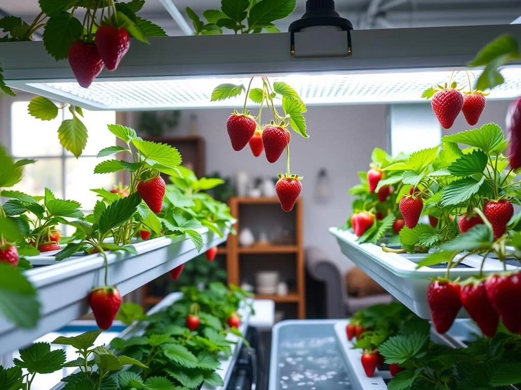 hydroponic strawberry setup