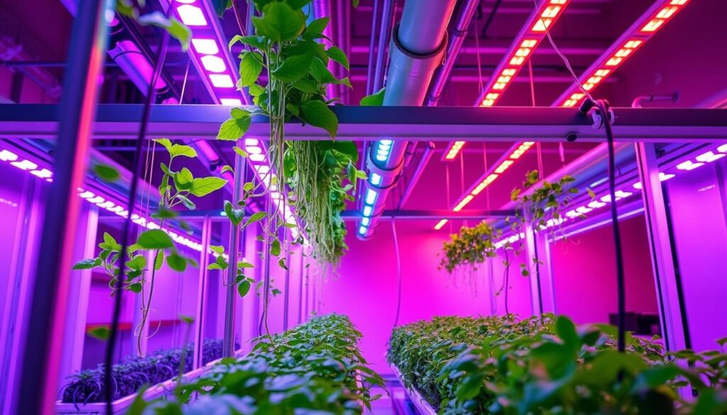 hydroponic system with colorful LED lights hydroponic system with colorful LED lights