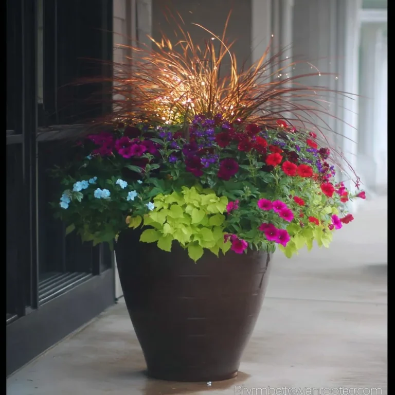 Colorful container planting recipe featuring various plants and flowers for vibrant gardens