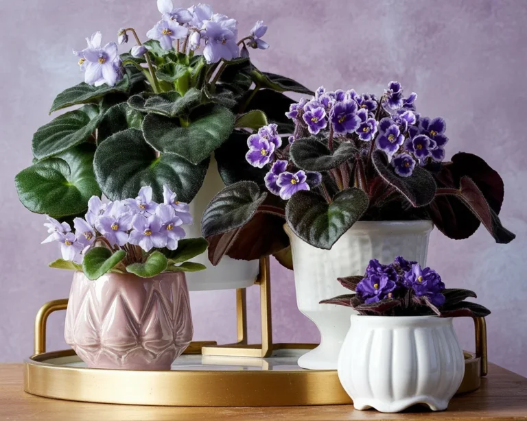 A variety of blooming indoor house plants showcasing vibrant colors and flowers.