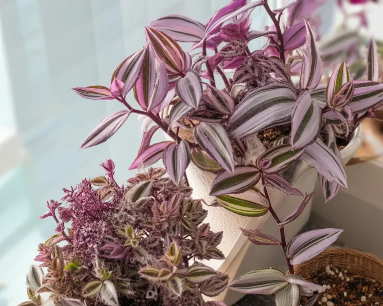 Healthy Tradescantia plant in bright indirect light with well-draining soil.