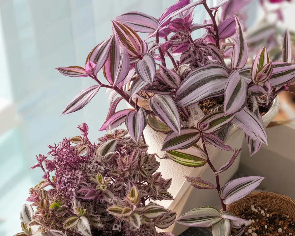 Healthy Tradescantia plant in bright indirect light with well-draining soil.