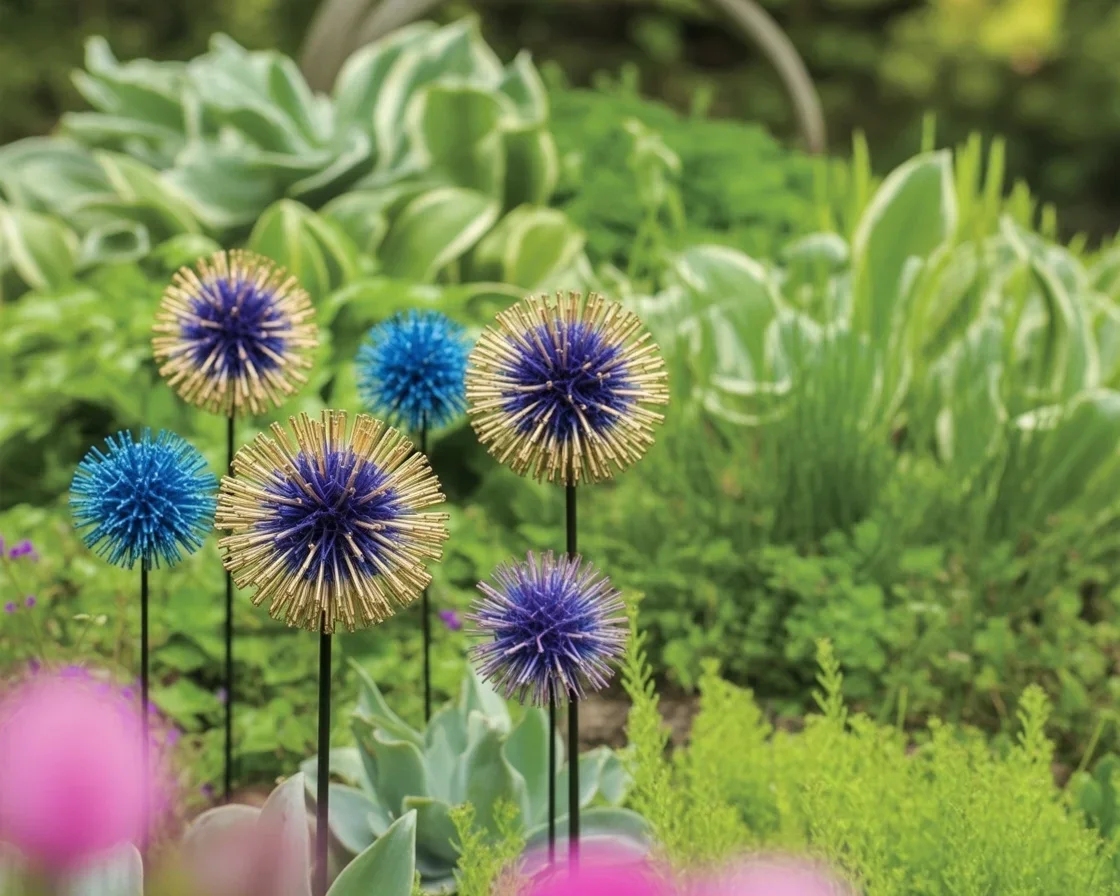 Beautiful outdoor decorations for garden including statues, lights, and whimsical accents.