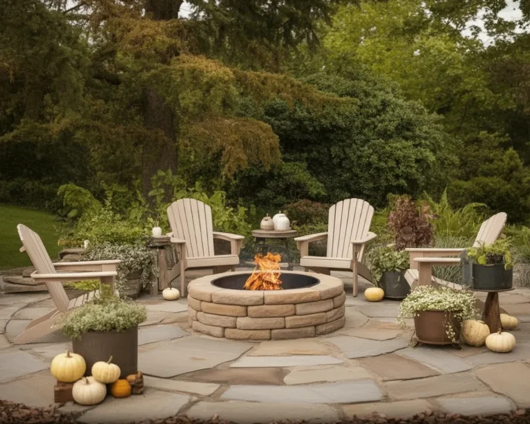 Beautifully landscaped backyard featuring native plants and a cozy sitting area.