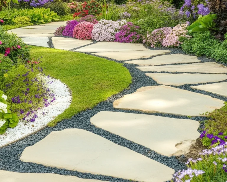 Beautiful DIY budget garden walkway made with affordable materials and creative designs.
