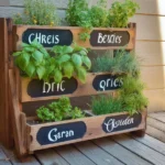 Beautifully arranged ladder herb garden showcasing various herbs and plants.